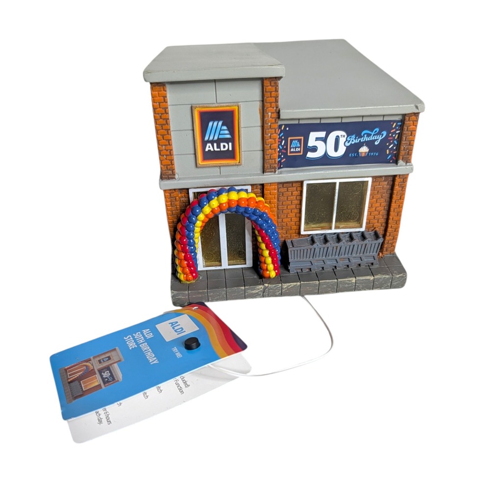 ALDI 50th Birthday Store Light Up Village Building Collectible Anniversary‎ New